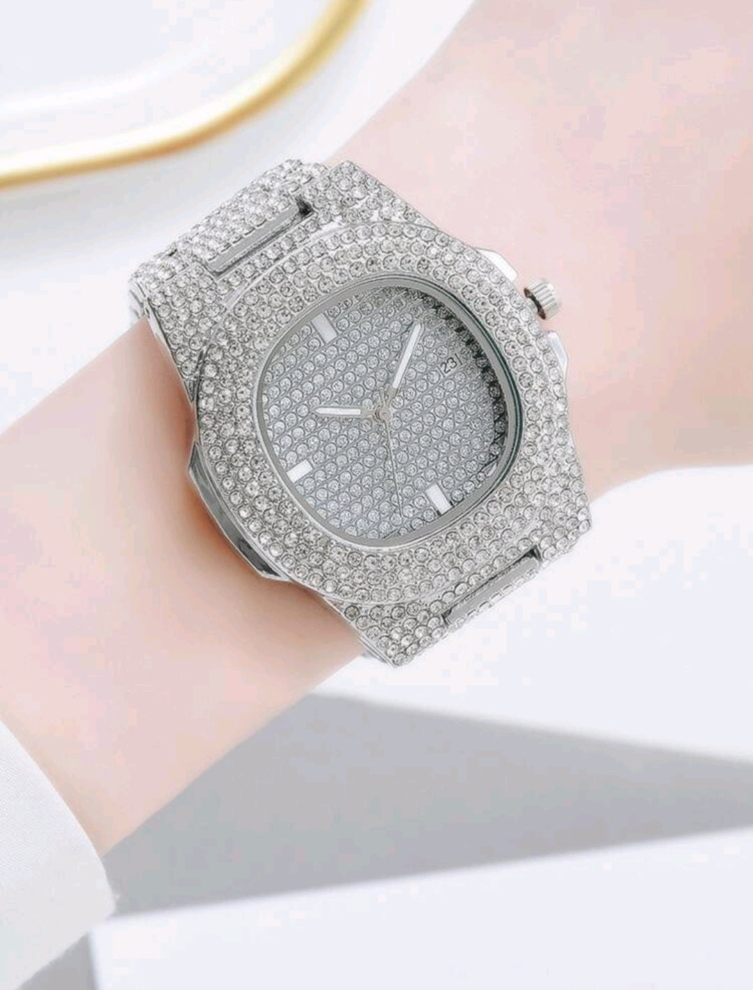 Luxera™ Iced Out Silver Diamond Watch