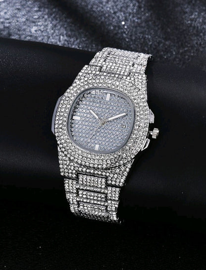 Luxera™ Iced Out Silver Diamond Watch