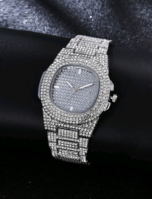 Luxera™ Iced Out Silver Diamond Watch