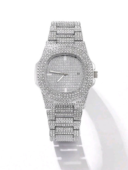 Luxera™ Iced Out Silver Diamond Watch